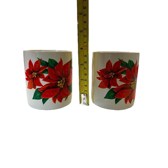 Vintage Enesco Christmas Poinsettia Holly Leaf Mug Coffee Tea 9 Piece Set - Picture 10 of 10
